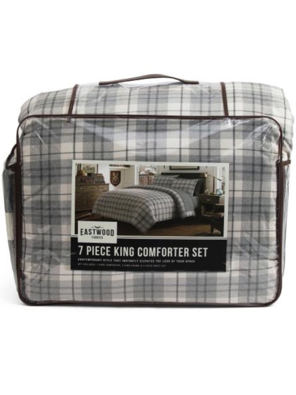 Eastwood 7-Piece Comforter Set - Gray Plaid